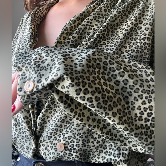 Vintage Impressions Leopard Print Blouse Sz L - Picture 5 of 5